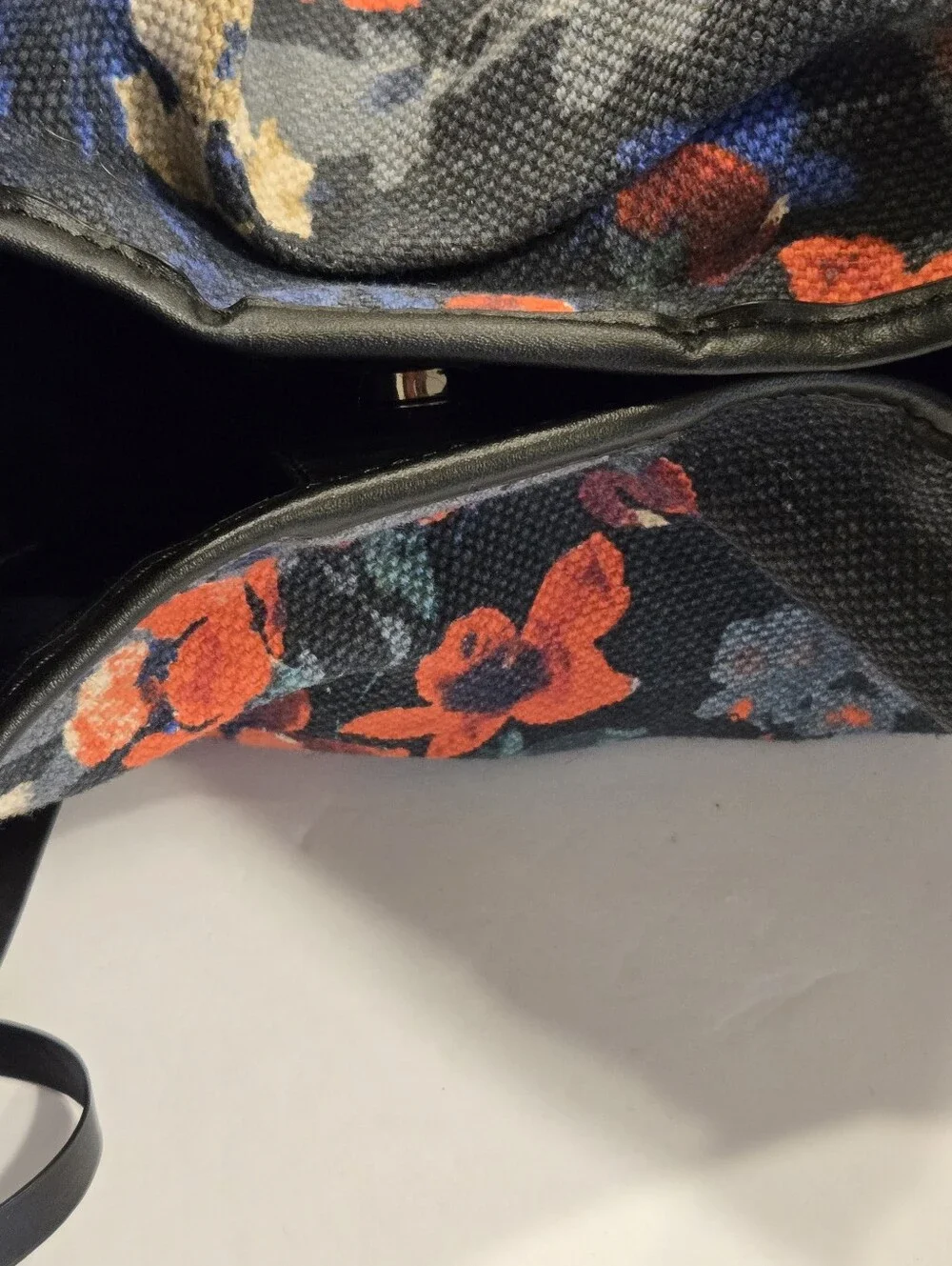Rafe New York Floral Canvas Vivienne Large Tote Handbag Purse Bag Leather Accent